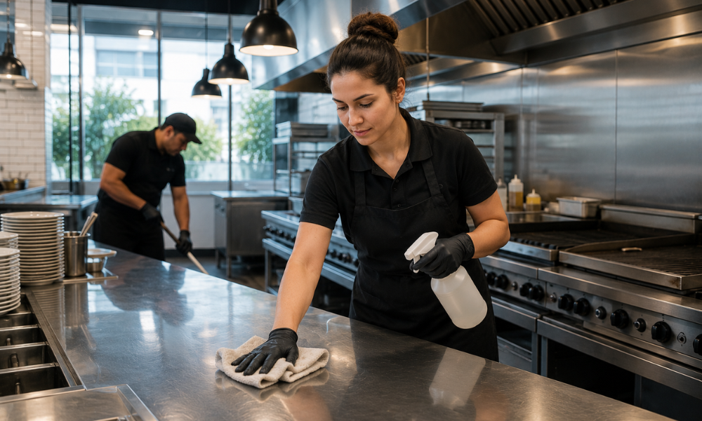 Woman Restaurant Cleaning
